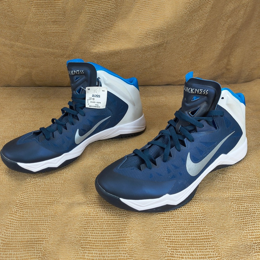Nike Zoom Hyperquickness Mens 15 Midnight Navy Silver Blue 599420-400 Basketball - Picture 6 of 16